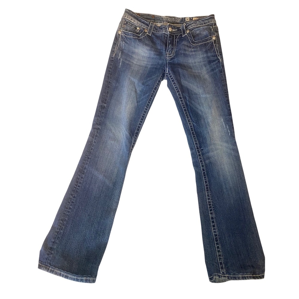 Miss Me Bootcut Jeans Women 30 Blue  Rhinestone Lace Wing Y2K JP5498B
